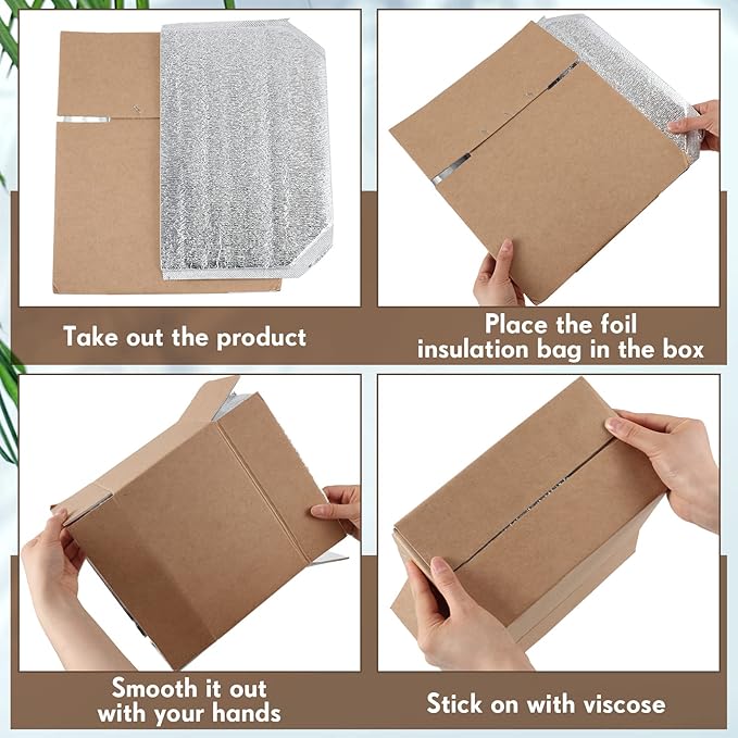 Nuanchu 30 Pieces Double Insulated Mailing Boxes with Aluminum Foil Insulated Bag Liner Cooler Small Mailing Box for Mailing Frozen Food Cold Mailing Boxes for Mailing Packing Moving, 9" x 5" x 6"