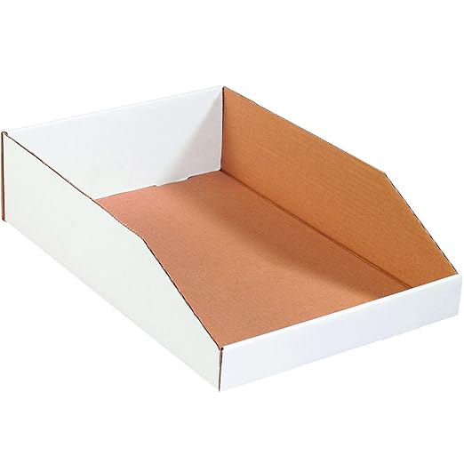 Partners Brand PBINMT1224 Open Top Bin Boxes, 12" x 24" x 4-1/2", Oyster White (Pack of 50)