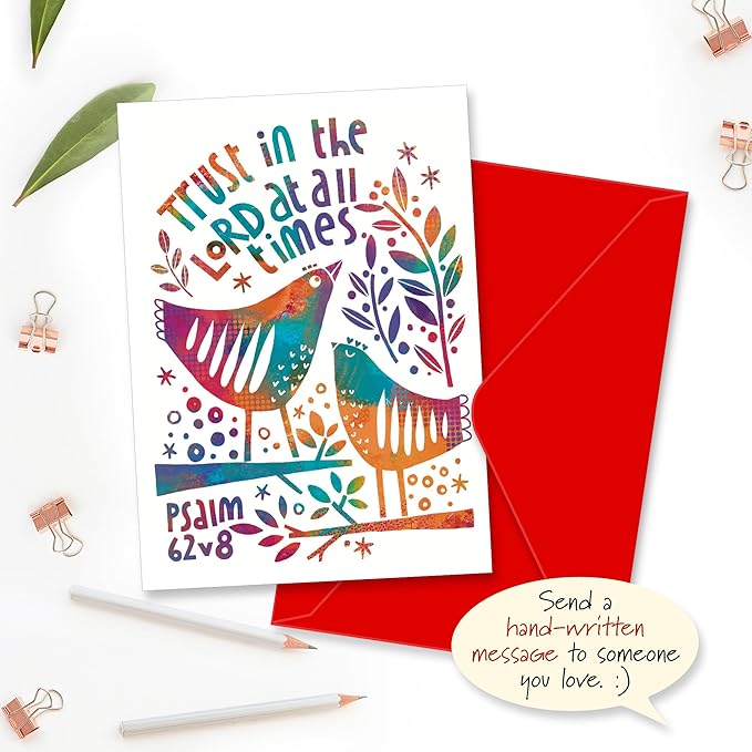 Christian greeting cards with Scripture, 9 in this pack of thinking of you cards religious, blank inside, hand drawn by British artist Jacqui Grace (Multicolored / CH4000)