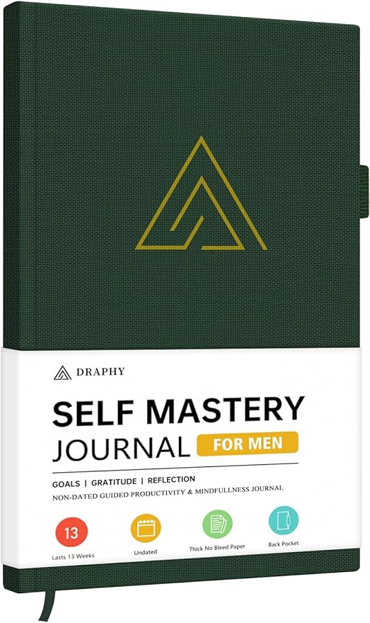 Self-Mastery Journal for Men - Gratitude and Productivity Journal for More Happiness, Positivity, Growth, Mindfulness, Self Care and Reflection - Guided Inspirational Journal for Men & Women