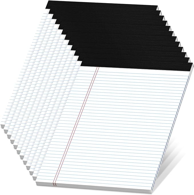 Legal Pads 8.5 x 11.75 Inch Notepad, 12 Pack White Legal Pads 8.5 x 11.75 College Ruled Notepads, Micro Perforated Desk Notepad with Study Backboard, White Notepads for School College Office Business
