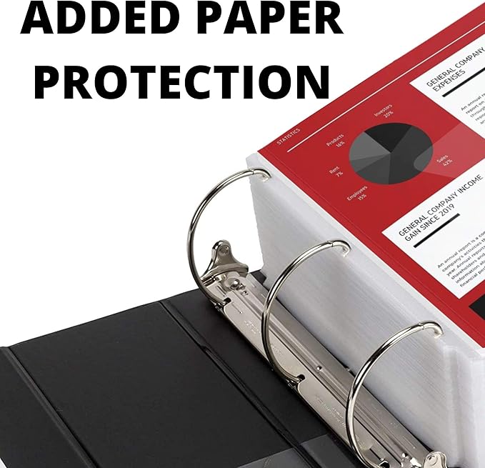 3 Ring Binder, Professional D Ring Binder 5 Inch, Presentation Folder for Standard Pages 8.5 x 11 with Pockets, Durable and Strong Black Binder (4 Pack)