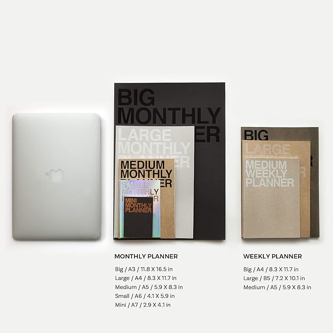 JSTORY Big Personal Wide Spaces Weekly Planner 28 Sheets Black