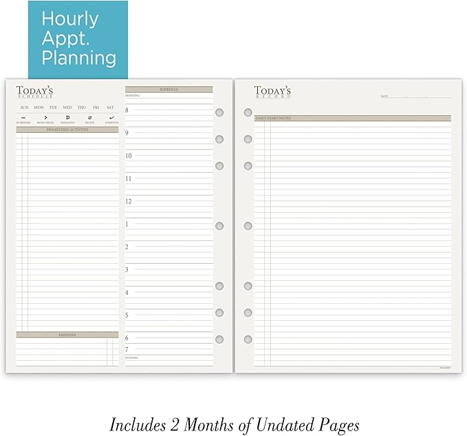 at-A-Glance Undated Daily Planner Refill, 2 Months, 7-Ring, 8-1/2" x 11", Folio Size, Size 5 (038-225)