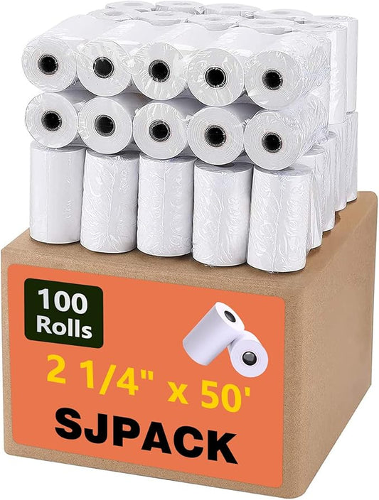 Thermal Receipt Paper 2 1/4" x 50' Pos Receipt Paper, Cash Register Roll, 100 rolls