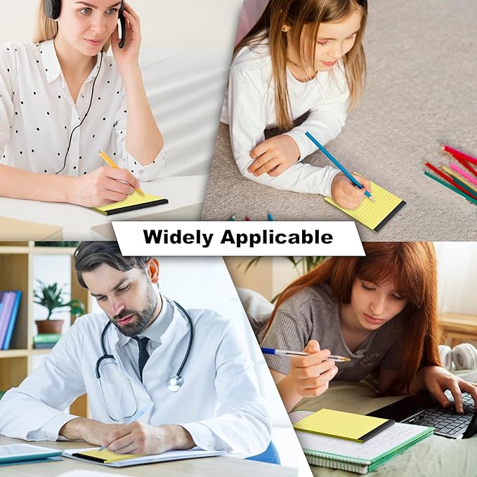 6 Pack Note Pads 4 x 6 Inch Small Notepad College Ruled Writing Pads, Yellow Lined Mini Note Pad for Work or School, 30 Sheets/Pad, Perforated Recycled Note Paper for Note-Taking, Grocery List