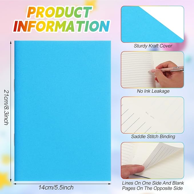 Gueevin 120 Pcs Blank Books for Kids to Write Stories Bulk Composition Notebooks Colorful Soft Cover Notebooks for Drawing Ruled Lined Journals Sketching Kindergarten Easter Gift (Classic Colors)
