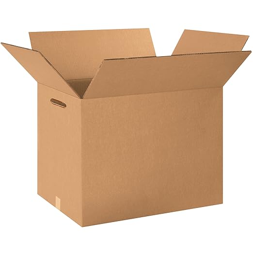Aviditi Double Wall Corrugated Hand Hole Boxes, Heavy Duty Cardboard, 24" x 24" x 12" for Easy Packing and Moving Plus Protection, Kraft (Pack of 10)