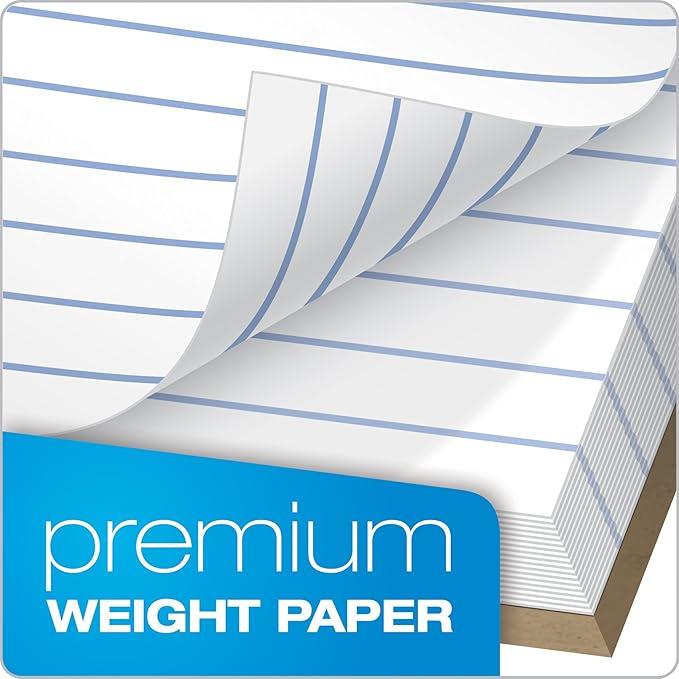 TOPS Docket Gold Writing Pads, 5" x 8", Jr. Legal Rule, 50 Sheets, 6 pack (99705), White