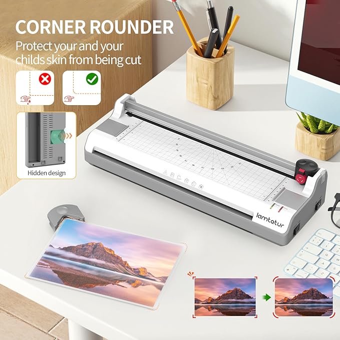 Laminator Machine 13Inch Wide with 120 Letter Size Laminating Sheets for A3/A4/A6,11X17 Thermal Hot&Cold Lamination Laminated 3-5Mil with Paper Cutter, Corner Rounder for Office Home School Teacher