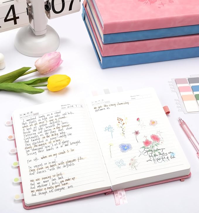 Lined Journal Notebook 365 Pages, A5 Leather Journals for Writing Women & Men, Hardcover Notebook with 100GSM Thick Paper, Daily Journal Notebook for Travel, Work, School, Note Taking, College Ruled