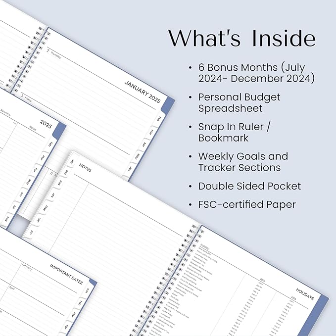 Blue Sky 2025 Monthly Planner Calendar, January 2025 - December 2025, 8.5" x 11", Flexible Frosted Cover, Laminated Tabs, Wirebound, Storage Pocket, Sophie (Sophie- 2025, 8.5" x 11")