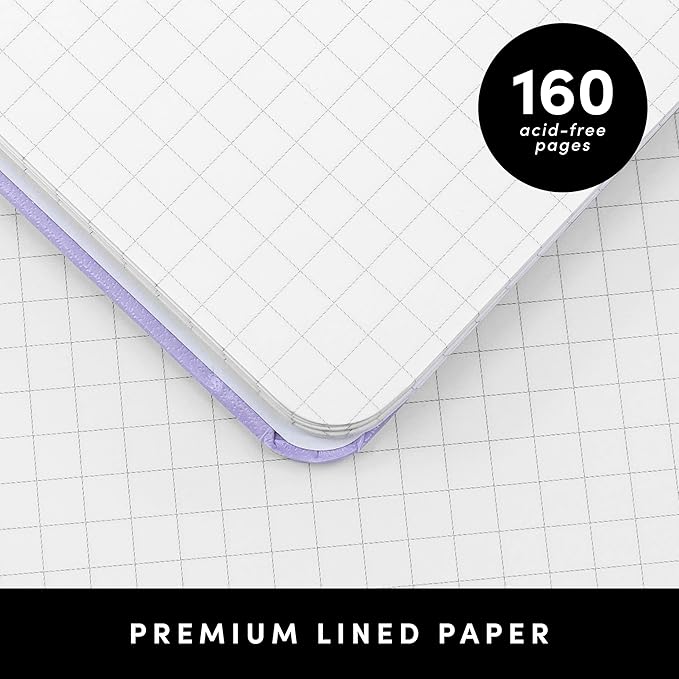 PAPERAGE Graph Paper Spiral Notebook & Journal, (Blush), 160 Pages, Medium 5.5 inches x 8 inches - 100 GSM Thick Graphing Paper, Hardcover, Double-Wire Grid Spiral Notebook