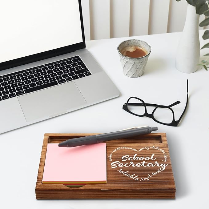School Secretary Gifts, School Secretary Appreciation Gifts, Thank You School Secretary Gifts for Secretary, Office Assistant, Staff Worker, School Admin Desk Self-Stick Note Pad Holders GSH9