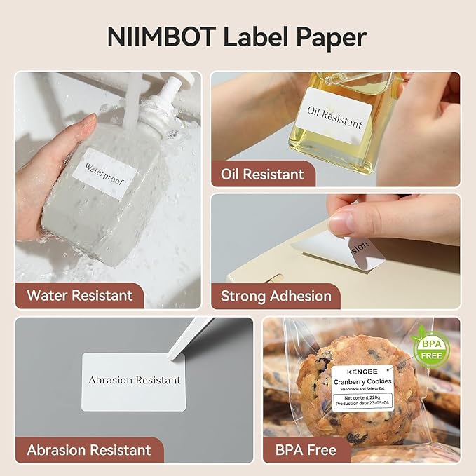 3 Rolls Labels for NIIMBOT B1 B21 B3S B31 K3, 1.57'' x 1.18'' (40x30mm) Kitchen Labels for Containers, Waterproof, Oil-Proof and Tear-Proof Thermal Printer Labels