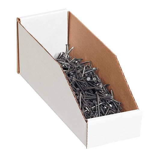 Partners Brand PBINMT424 Open Top Bin Boxes, 4" x 24" x 4 1/2", Oyster White (Pack of 50)