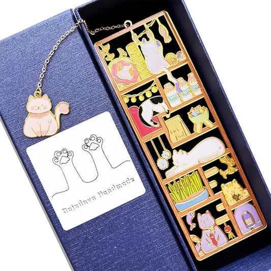Metal Black Cat Bookmarks with Gift Box, Cat Pendent Book Markers for Book Lovers Bestfriend Cute Birthday Gifts Appreciation Gifts Mothers Day Teacher Student Gifts (Garden cat)