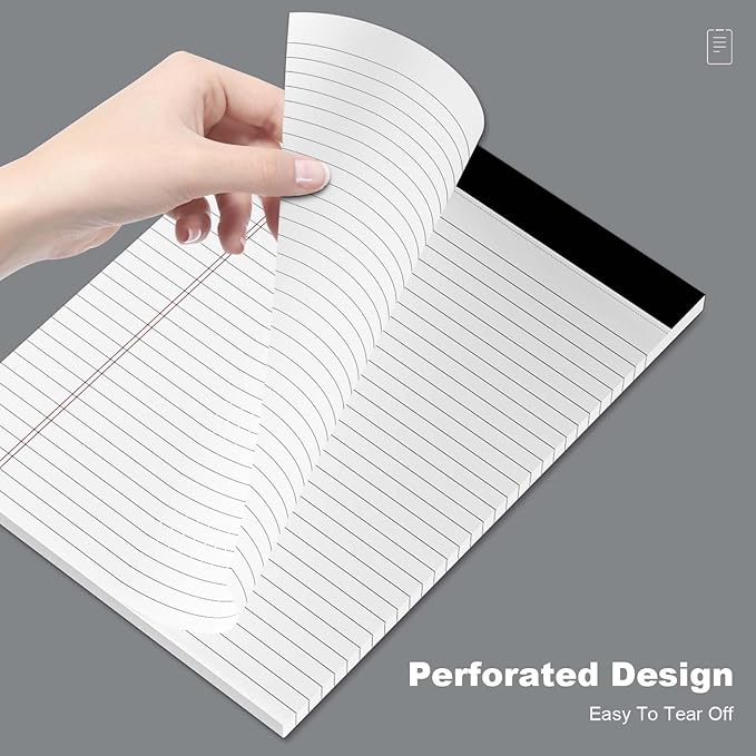 Legal Pads 8.5 x 11 Note Pads 8.5 x 11 Wide Ruled Notepad Lined Paper Writing Pads for Home, School, Office Use, 80gsm Perforated Legal Pad - Sturdy Cardboard Backing Support, 10 Pack (30 Sheets/Pad)