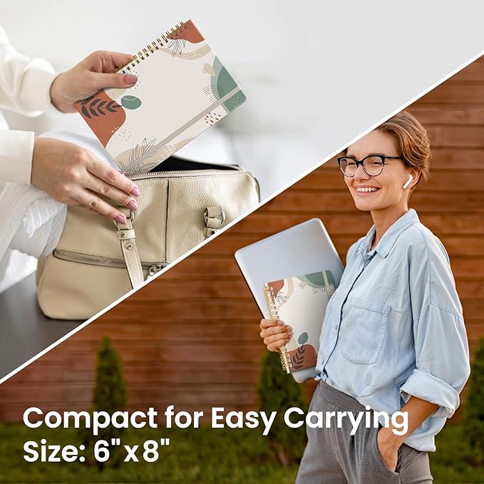 Pretty Cute Lined Spiral Journal Notebook for Women, Aesthetic College Ruled Notebook for Work & Note Taking, A5 Hardcover Journal for Writing, 140 Pages, Abstract