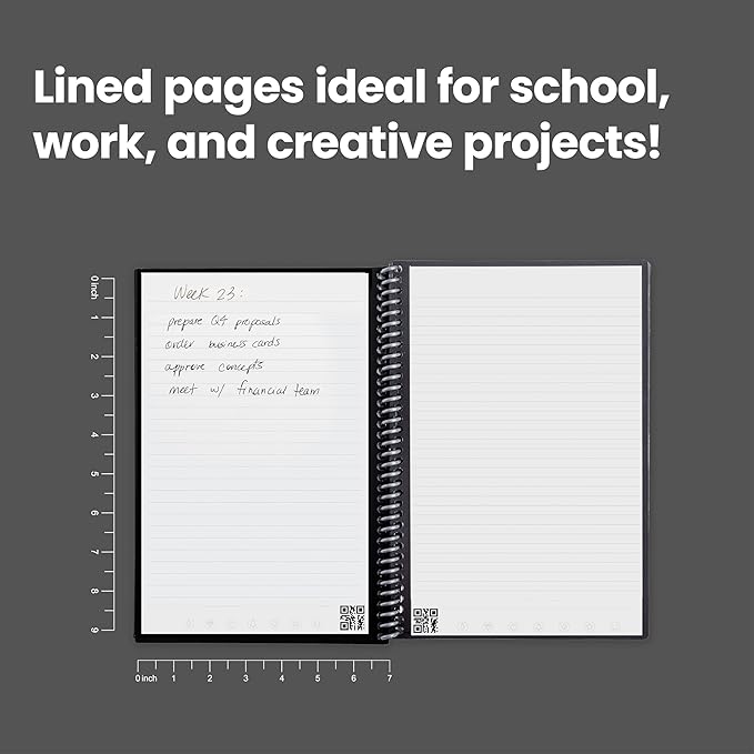 Rocketbook Core Reusable Spiral Notebook, Executive Size 6x8.8, Green - Lined Pages, App-Connected, Erasable, Durable Cover, Ideal for School, Work, and Creative Projects