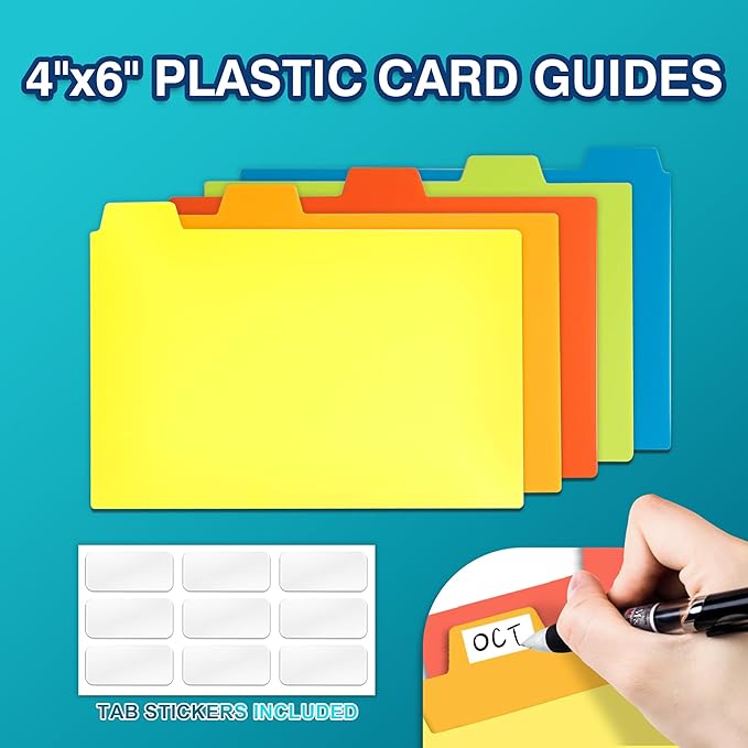 H4D 4x6 Index Card Case with 100 Heavyweight Ruled Index Cards and Dividers, Teal