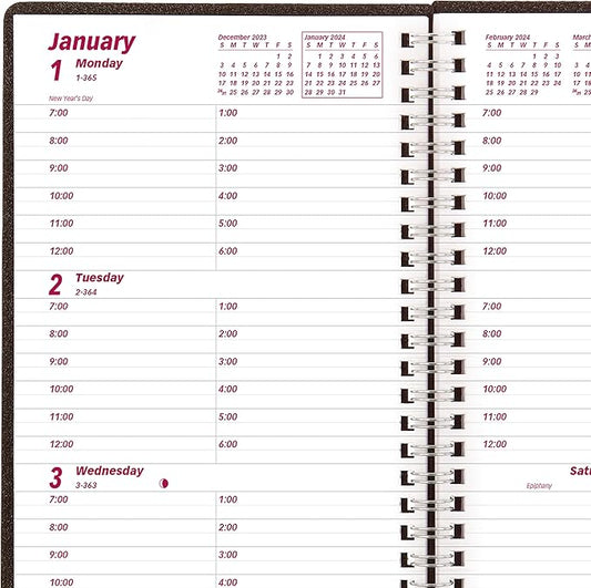 Brownline 2024 Essential Weekly/Monthly Planner, 12 Months, January to December, Twin-Wire Binding, 8.5" x 6.75", Black (CB850.BLK-24)