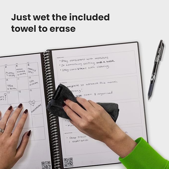 Rocketbook Fusion Reusable Undated Productivity Planner, Letter Size 8.5x11, Teal - Goals, Monthly and Weekly Calendar, Daily To-do List, Lined and Dotted Notes Pages (Pack of 32)