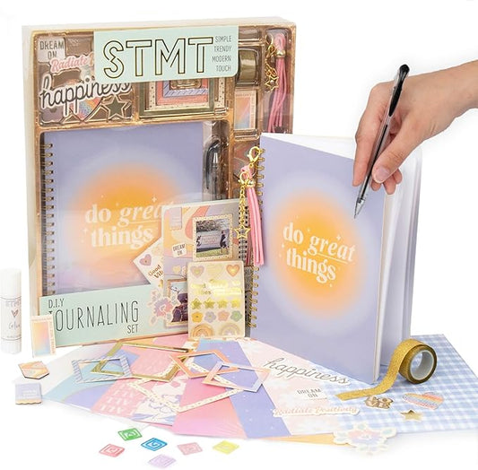 STMT D.I.Y. Journal Set, 70-Sheet Hardcover Spiral-Bound Journal Kit, Over 35 Stationery Supplies, Including Journal Stickers, Frames, Pen, Keychain, Glue Stick & More, Journaling Kit, Girls Journal