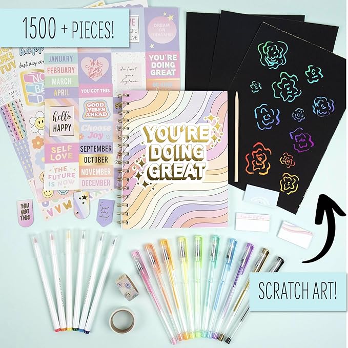 STMT Positivity Journaling Set, Includes Over 1500 Gratitude Journal Supplies, Self-Care Journal, Guided Journal, Daily Journal With Prompts, Bullet Journal Kit, Mindfulness Journal, Great Gifts