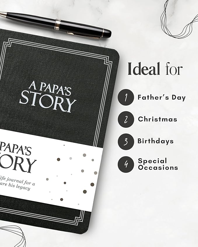 Papa's Life Story Journal (Hardcover): A Meaningful Keepsake for Papa to Share His Journey and Memories, Book Includes 250+ Prompt Questions, Sentimental Gifts for Father's Day, Birthday & Christmas