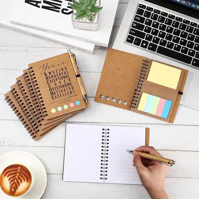 Jetec 25 Sets Bulk Employee Appreciation Gifts Bulk Inspirational Spiral Notebook with Note Ballpoint Pen Thank You Gifts for Volunteer Social Worker Nurse Staff Coworker Students (Amazing)