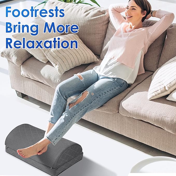Foot Rest,Desk & Gaming Accessories,Foot Rest for Under Desk at Work,Comfortable Footrest with 2 Adjustable Heights & Removable Cover, Office Desk Accessories（Gray-19.7 in）