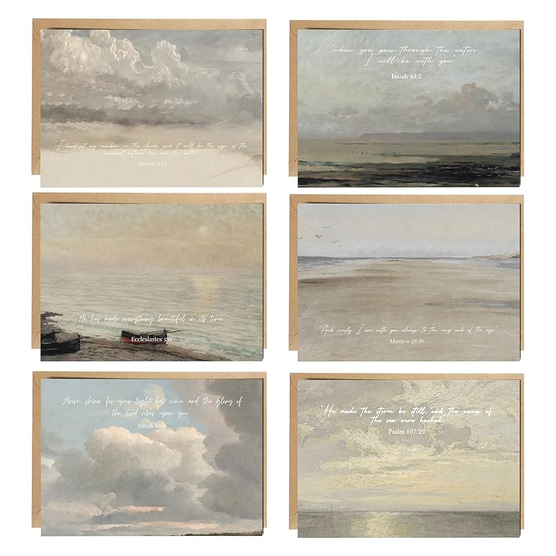 | Christian Greeting Cards Set of 6 with Envelopes |Jesus Decor & Christian Gifts for Women, Scripture Cards Biblical Cards Religious Gifts Christian Home Décor (5"x7" Scenic Scripture Set)