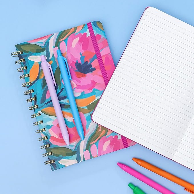 PAPERAGE Lined Spiral Journal Notebook, (Black), 3 Pack, 160 Pages, Medium 5.5 inches x 8 inches - 100 GSM Thick Paper, Hardcover, Double-Wire Spiral Journal & Notebook