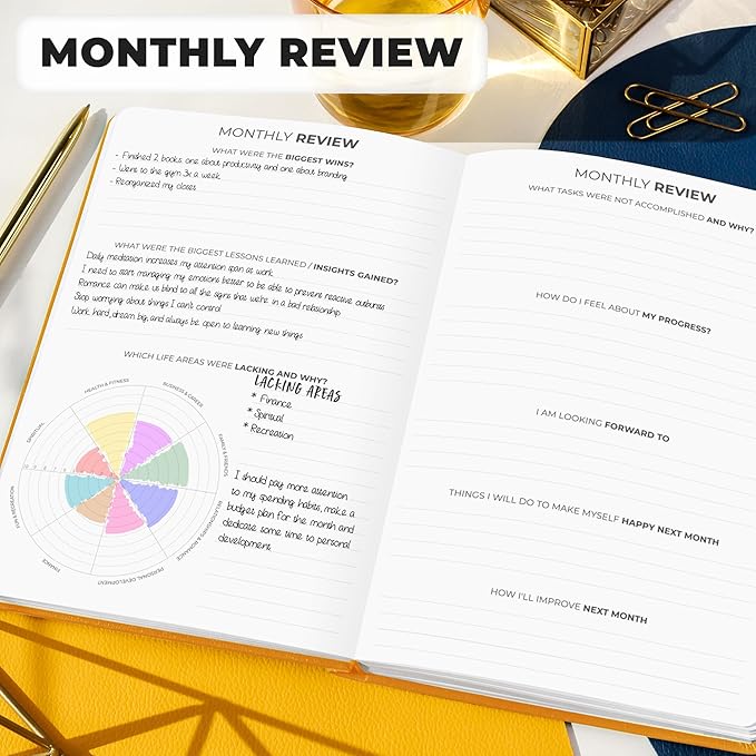 Clever Fox Planner Premium Edition – Undated Luxurious Weekly & Monthly Planner to Increase Productivity and Hit Your Goals – Organizer – Start Anytime, A5, Lasts 1 Year, Amber Yellow (Weekly)