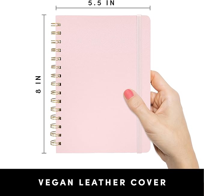 PAPERAGE Graph Paper Spiral Notebook & Journal, (Blush), 160 Pages, Medium 5.5 inches x 8 inches - 100 GSM Thick Graphing Paper, Hardcover, Double-Wire Grid Spiral Notebook