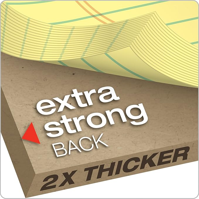 TOPS Docket Gold Writing Pads, 5" x 8", Jr. Legal Rule, Canary Paper, 50 Sheets, 6 Pack (99704)