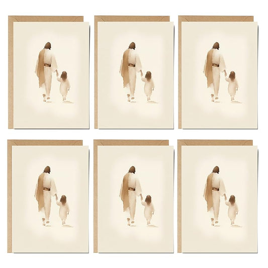 | The Way He Leads | Christian Greeting Cards Set of 6 with Envelopes | Blank Cards, Jesus Decor, Christian Gifts for Women, Religious Gifts Christian Décor (5"x7" The Way He Leads (Girl))