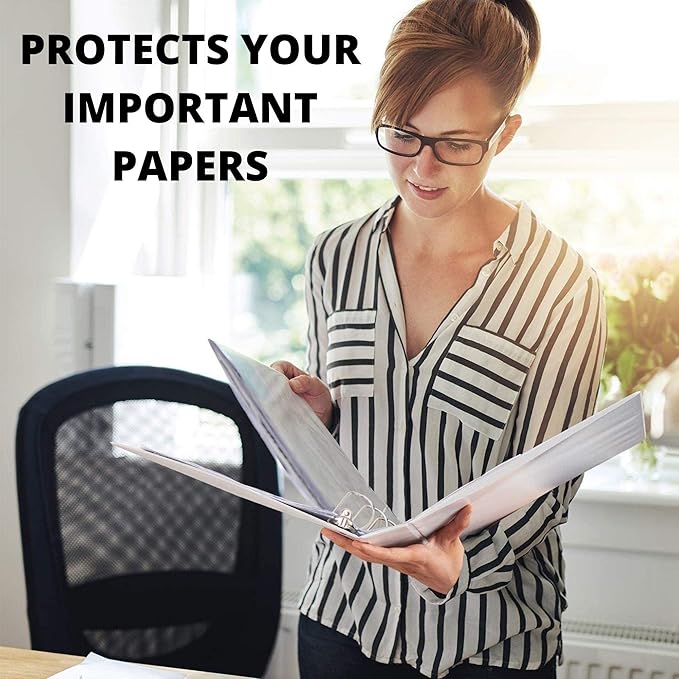 3 Ring Binder, Professional Angle D Ring Binder 4 Inch, Presentation Folder for Standard Pages 8.5 x 11 with Pockets, Crystal Clear View White Binder (4 Pack)