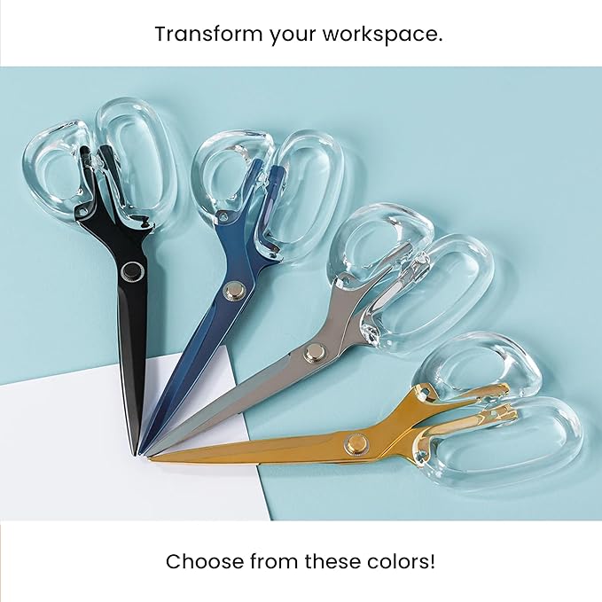 OfficeGoods 9” Stainless Steel Acrylic Scissors for Office and Home - Aesthetic and Sharp All Purpose Scissors, Perfect for Sewing, Arts and Crafts - Pink Silver Metal