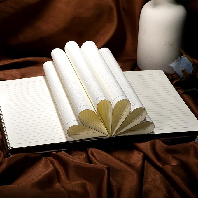 CAGIE Leather Journal for Men Hardcover Journals for Writing with Pen, 290 Pages Lined Mens Journal for Work Black Vintage Journal Notebook, 6.1" x 8.5"