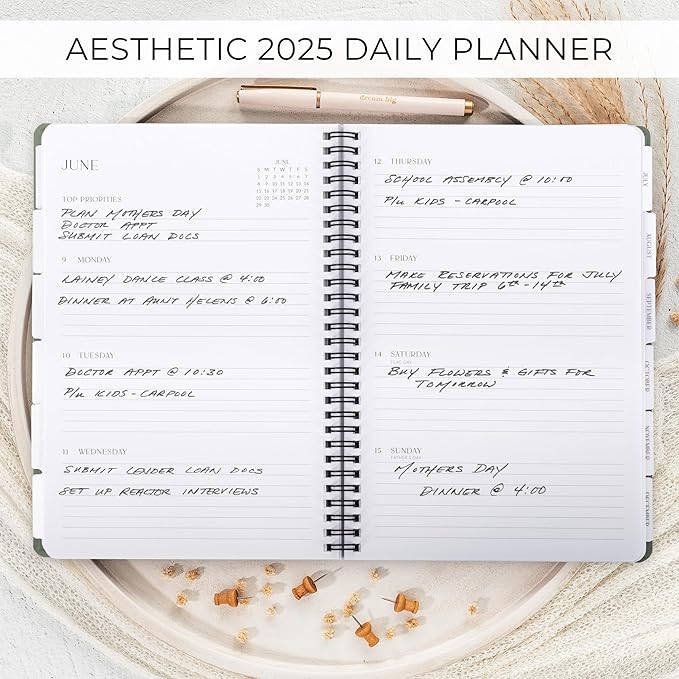 Beautiful 2025 Daily Planner - 7" x 10" Daily Planner for Women or Men with Weekly & Monthly Spreads for Easy Planning - Perfect Calendar Book To Organize All Tasks and Boost Productivity