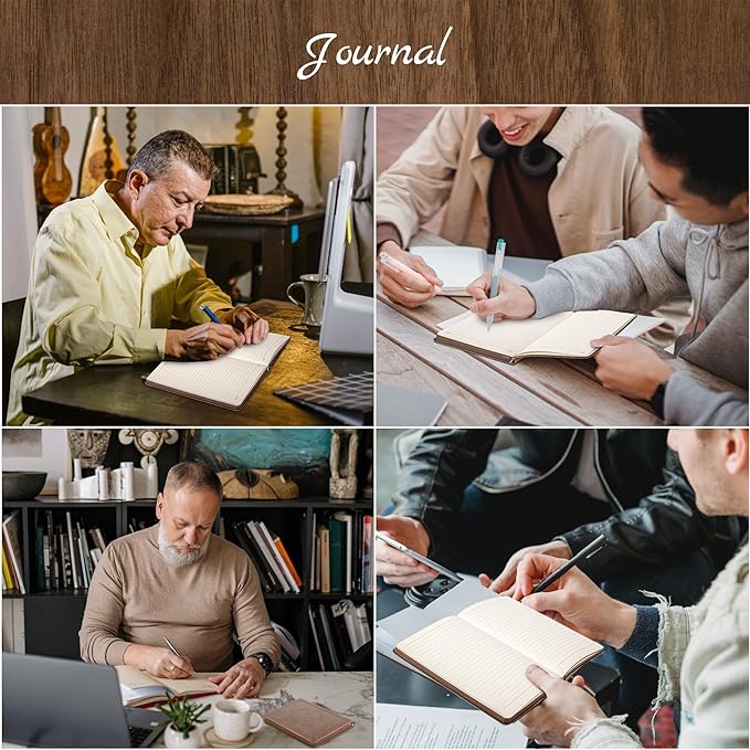 CAGIE Leather Vintage Journal for Men Soft Cover Lined Pages Notebook 180 Lay Flat for Writing Travel Diary, 5.7'' x 8.3'', Dark Brown