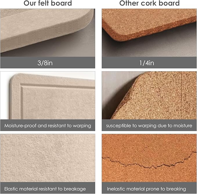 Bulletin Board, 36 x 24 inches Felt Board - Decorative Pin Board, Cork Board Alternative for Wall, 3' x 2' Foldable Picture Board Self-Adhesive Vision Board Prayer Board with 20 Pushpins - Beige Brown