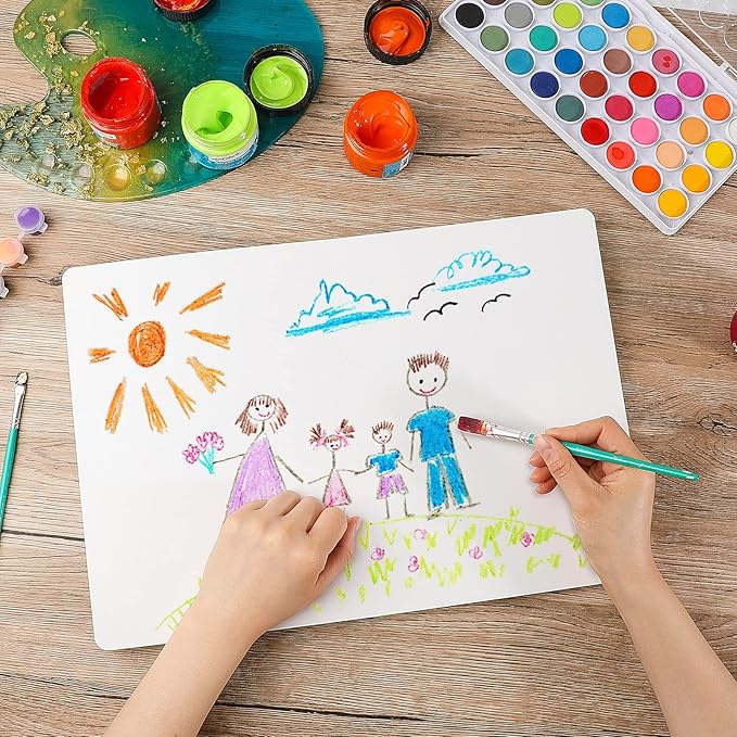 Gueevin 4 Pcs Hardcover Blank Board Book for Kids Chunky Thick Pages Book for Students Adults Sketching Drawing Writing School Office (8 x 11 Inch)