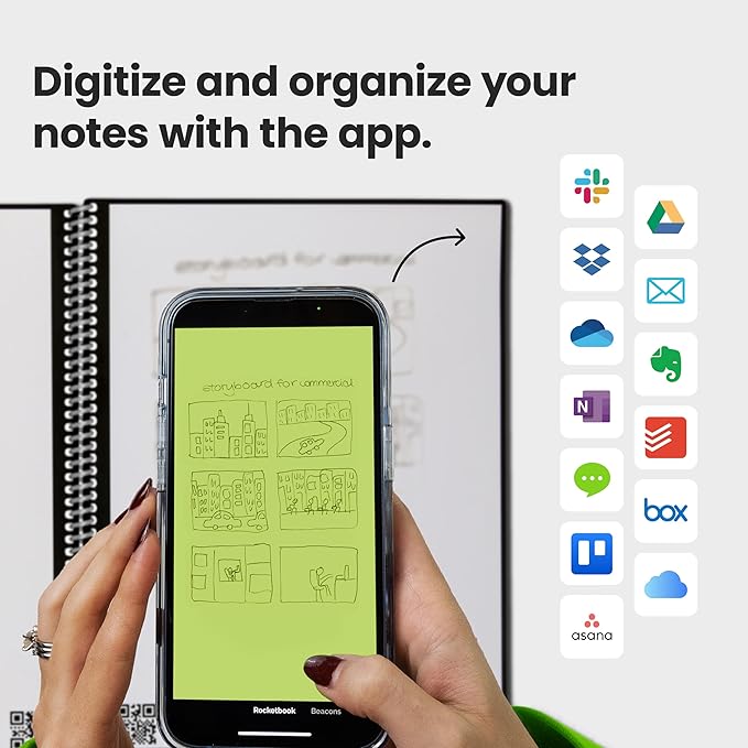 Rocketbook New Core Reusable Spiral Notebook, Letter Size 8.5x11, Teal - Lined Pages, App-Connected, Erasable, Durable Cover, Ideal for School, Work, and Creative Projects (Pack of 1)