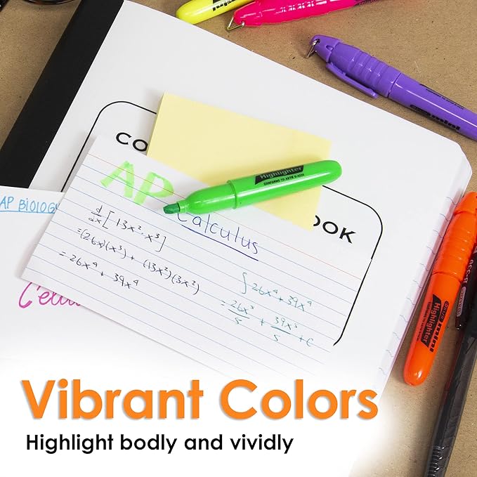 BAZIC Mini Highlighter Pen Assorted Color, Chisel Tip Broad Fine Line Highlighters, Unscented Highlighting Coloring for School Office (5/Pack), 4-Packs