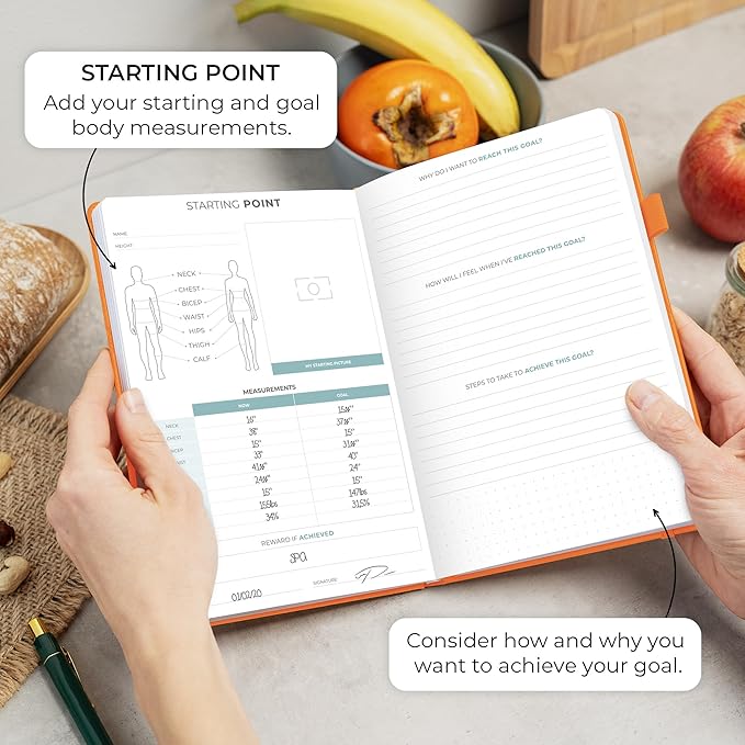 Clever Fox Food Journal - Daily Food Diary, Meal Planner to Track Calories & Nutrients, Weight Tracker Notebook, A5 (Orange)