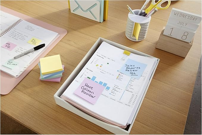Post-it Super Sticky 100% Recycled Pop-up Notes, 3 in. x 3 in., 70 Sheets, 6 Pads, Wanderlust Collection, School Supplies and Office Products