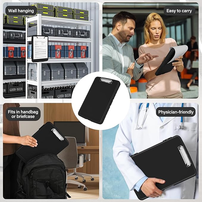 Clipboard with Storage, High Capacity Clip Boards 8.5x11 with Storage, Plastic Nursing Clipboard Folder with Pen Holder, Heavy Duty Storage Clipboard with Low Profile Clip for School & Office